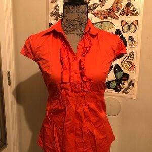 Women's Orange Ruffle Top